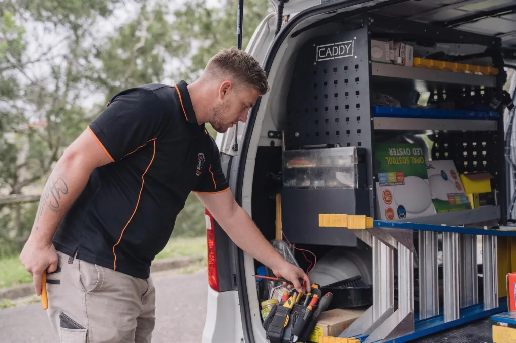 Licensed Rhodes electrician working on a residential job