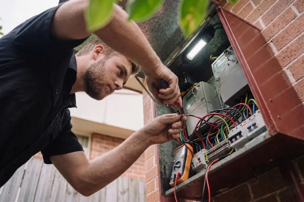 Rhodes electrician performing electrical work